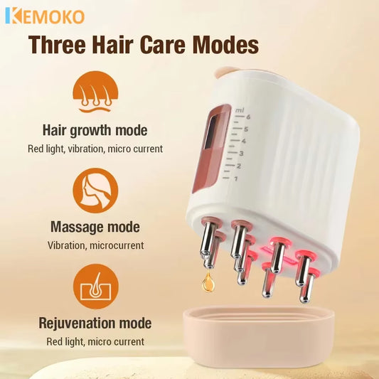 Electric Head Scalp Massager Hair Growth Oil Serum Comb Waterproof Head Scratcher Regrowth with Red Light Therapy Hair Treatment